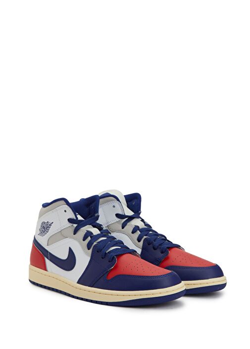 Air Jordan 1 Mid Beyaz Erkek Deri Sneaker - Görsel 3