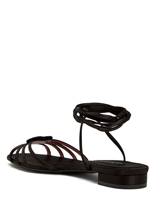 Siyah Kalp Detaylı Kadın Saten Babet - Görsel 4