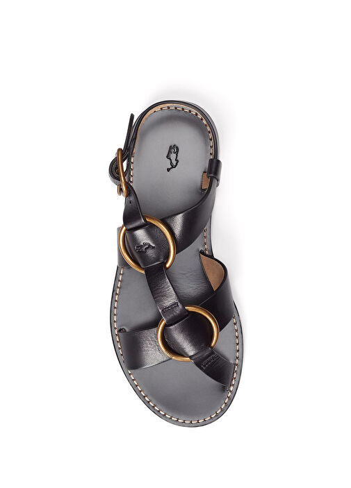 Siyah Kadın Deri Sandalet - Görsel 5