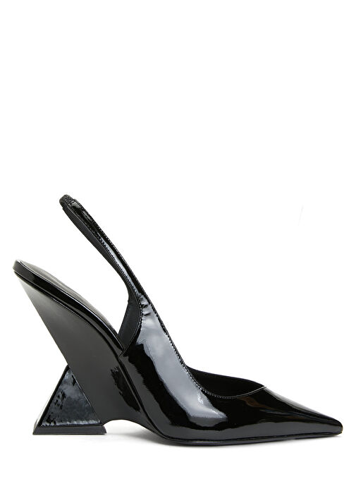 Siyah Deri Topuklu Ayakkabı - Görsel 2