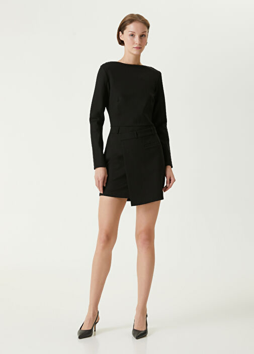 black mini jersey dress