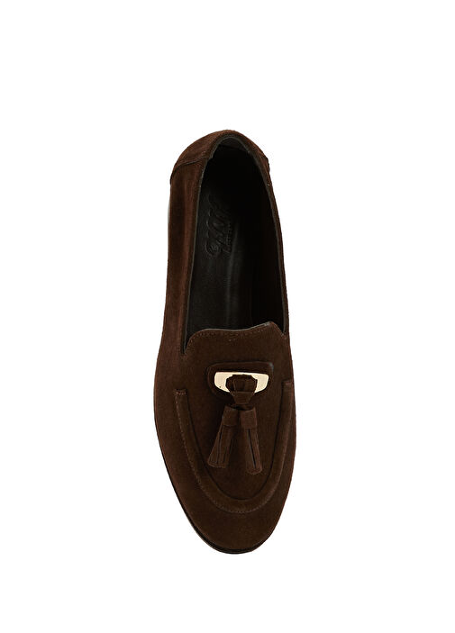 Koyu Kahverengi Kadın Süet Loafer - Görsel 5