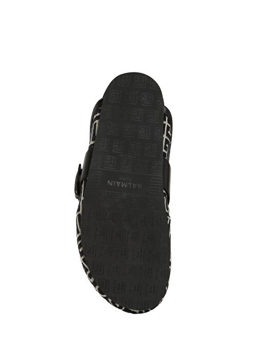 Siyah Beyaz Logo Desenli Erkek Terlik - Görsel 6