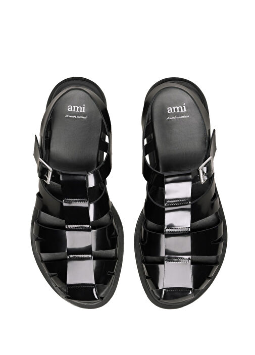 Siyah Bantlı Kadın Deri Sandalet - Görsel 5