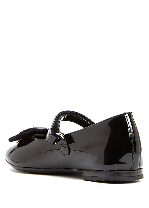 Siyah Logolu Kız Çocuk Deri Babet - Görsel 4