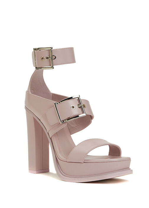 Pembe Kemer Detaylı Kadın Deri Sandalet - Görsel 3