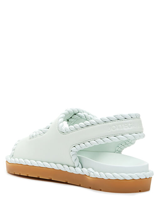 Su Yeşili Kadın Deri Sandalet - Görsel 4