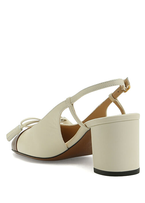 Krem Kahverengi Deri Topuklu Ayakkabı - Görsel 4