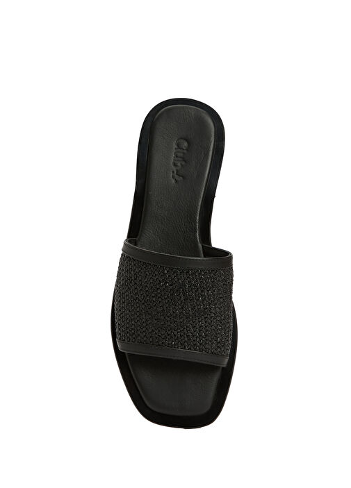 Siyah Rafya Dokulu Kadın Deri Terlik - Görsel 5