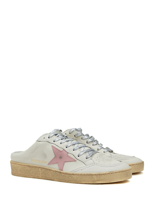 Ball Star Sabots Pembe Beyaz Kadın Deri Sneaker - Görsel 3