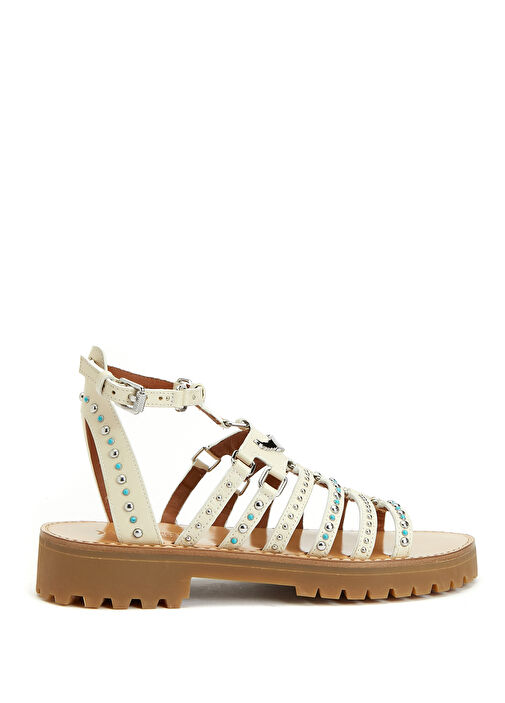 Krem Kadın Deri Sandalet - Görsel 2