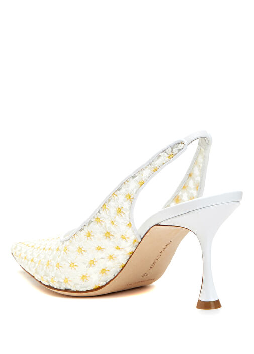 Margolina Beyaz Papatya Nakışlı Topuklu Ayakkabı - Görsel 4