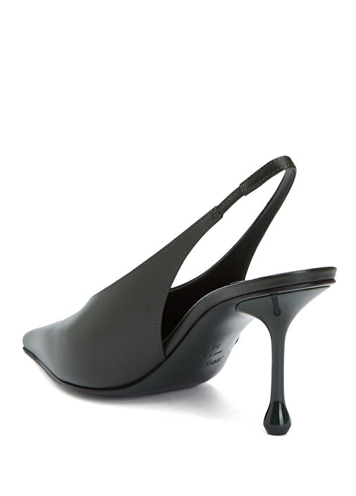 Isa Koyu Yeşil Deri Topuklu Ayakkabı - Görsel 4