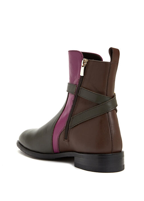 Kahverengi Toka Detaylı Kadın Deri Bot - Görsel 4