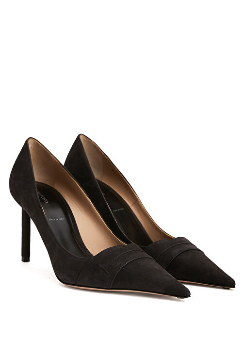 Koyu Gri Süet Stiletto - Görsel 3