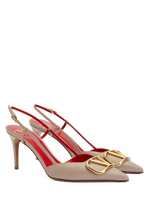 VLogo Pudra Deri Topuklu Ayakkabı - Görsel 3