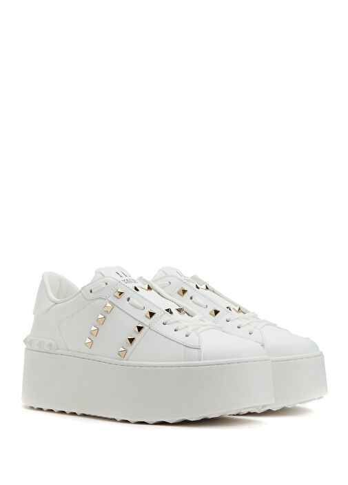 Rockstud Untitled Flatform Beyaz Deri Sneaker - Görsel 3