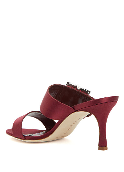 Mayjousan Kırmızı Taşlı Tokalı Kadın Saten Terlik - Görsel 4