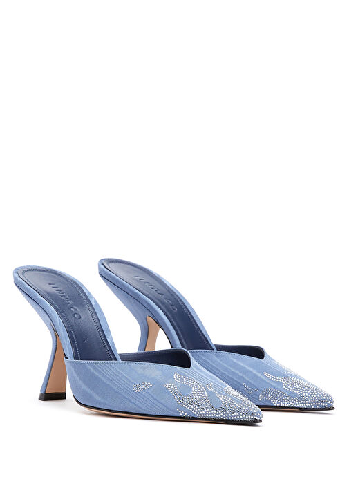 Açık Mavi Mikro Taşlı Topuklu Ayakkabı - Görsel 3