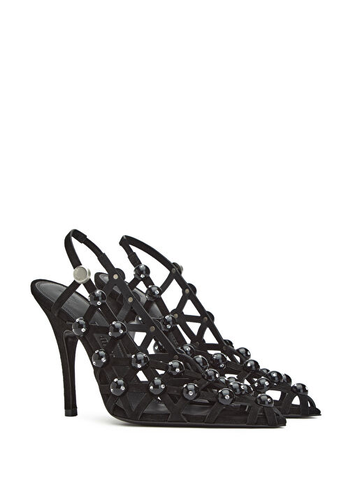 Siyah Deri Topuklu Ayakkabı - Görsel 3