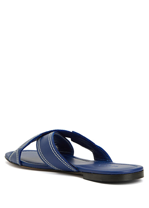 Lacivert Kadın Deri Terlik - Görsel 4