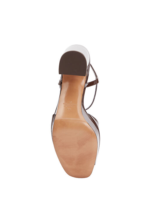 VLogo Koyu Kahverengi Kadın Deri Sandalet - Görsel 6