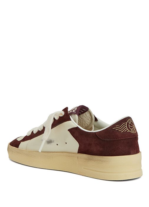Stardan Beyaz Bordo Kadın Deri Sneaker - Görsel 4