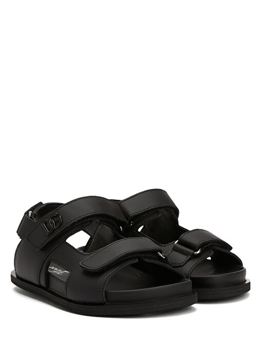 Siyah Erkek Çocuk Deri Sandalet - Görsel 3