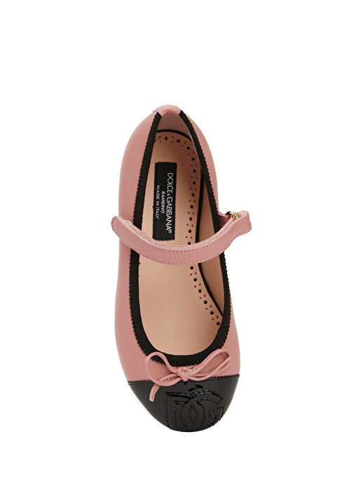 Pembe Siyah Kız Çocuk Deri Babet - Görsel 5