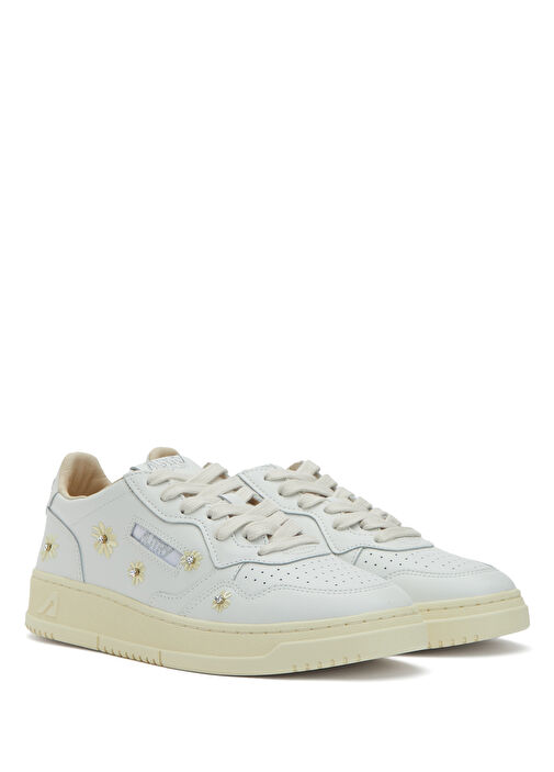 Medalist Beyaz Sarı Kadın Deri Sneaker - Görsel 3