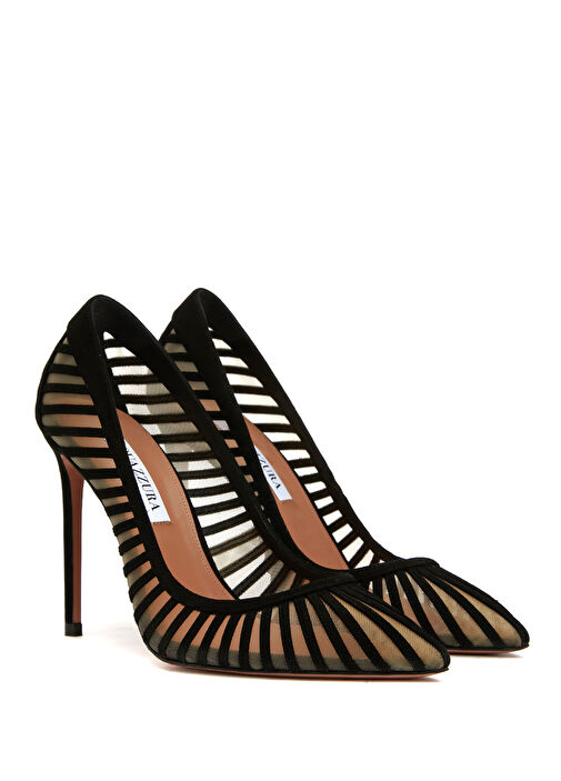 Siyah Deri Stiletto - Görsel 3
