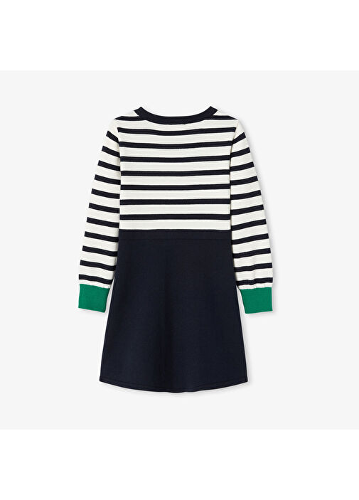 Jacadi Paris - Navy Blue White Striped Knit Long Sleeve Girl 2 in 1 Dress Jacadi Paris - Navy Blue White Striped Knit Long Sleeve Girl 2 in 1 Dress