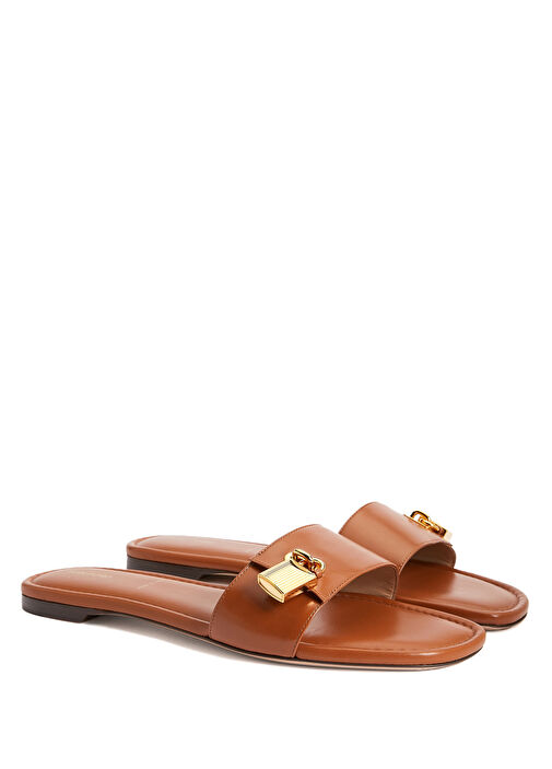 Padlock Taba Kadın Deri Terlik - Görsel 3