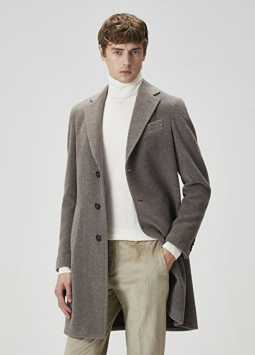 Kahverengi Yün Palto - Görsel 2