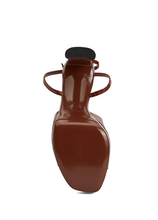 Karli Krokodil Dokulu Kadın Deri Sandalet - Görsel 6