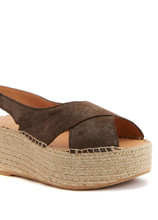 Kahverengi Kadın Deri Espadril - Görsel 7