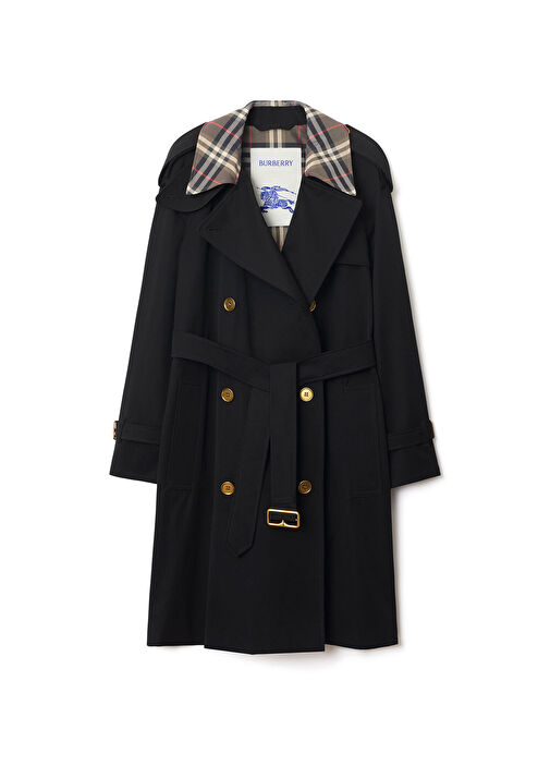 Burberry Siyah Kadın Burberry Siyah Gabardin Kadın Trençkot