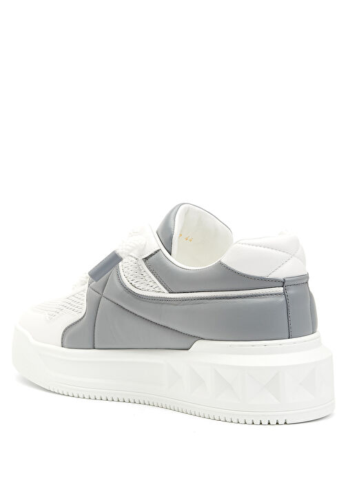 Beyaz Gri Erkek Deri Sneaker - Görsel 4