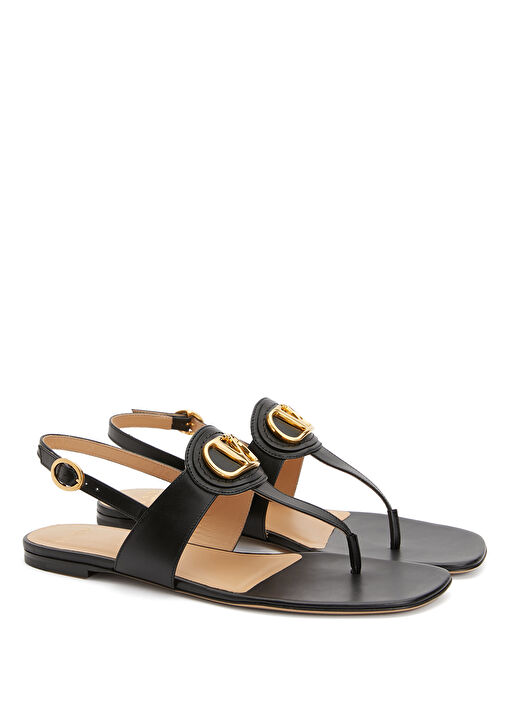 Siyah Kadın Deri Sandalet - Görsel 3