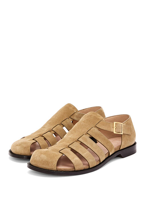 Bej Erkek Süet Sandalet - Görsel 3