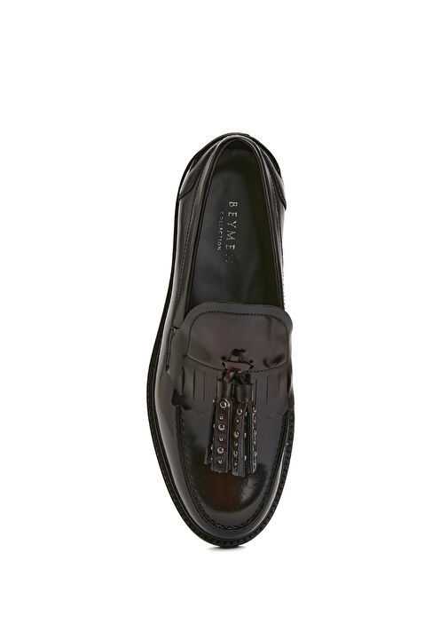 Bordo Püsküllü Kadın Deri Loafer - Görsel 5