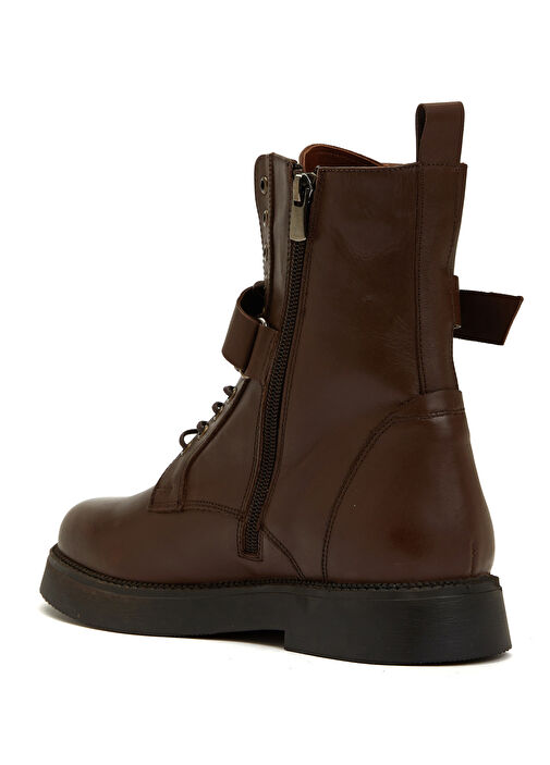 Kahverengi Kadın Deri Bot - Görsel 4