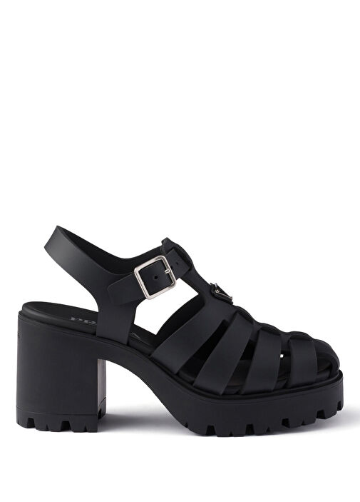 Siyah Platformlu Kadın Topuklu Sandalet