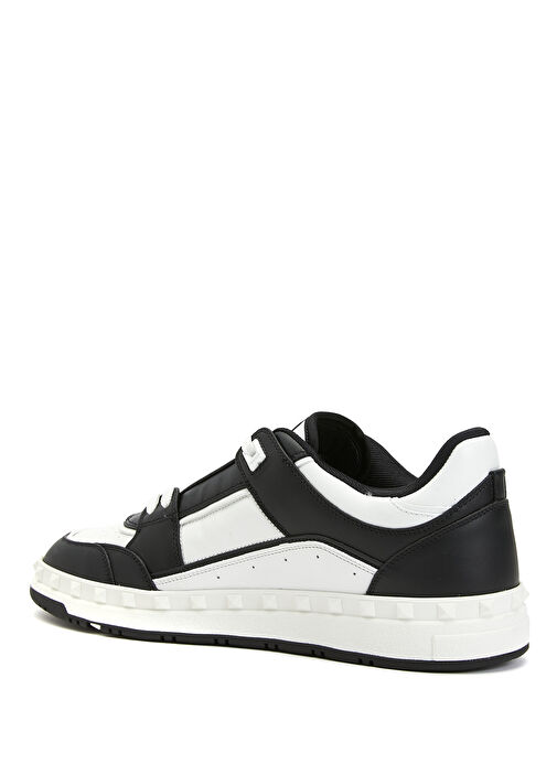 Rockstud Round Siyah Beyaz Erkek Deri Sneaker - Görsel 4