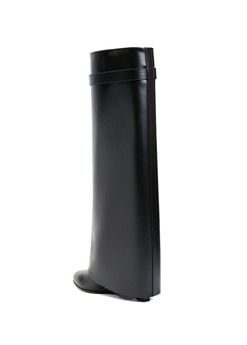 Shark Lock Siyah Kadın Deri Çizme - Görsel 4