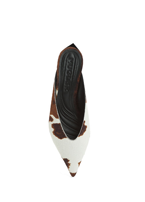 Kahverengi Beyaz Kadın Deri Terlik - Görsel 5