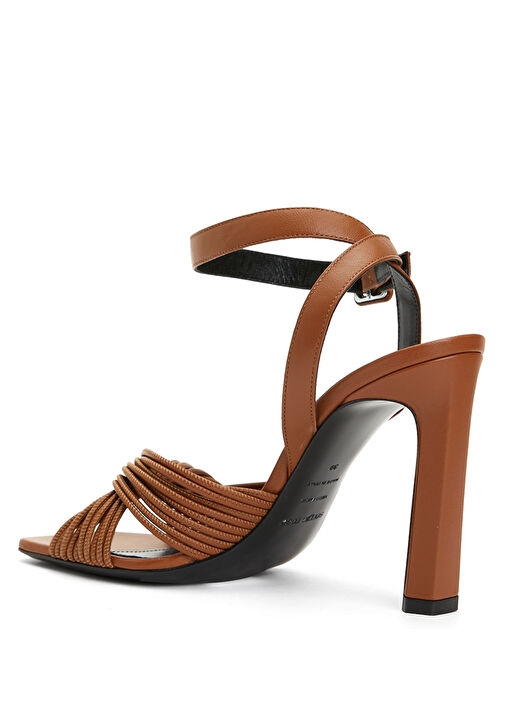 Kahverengi Kadın Deri Sandalet - Görsel 4