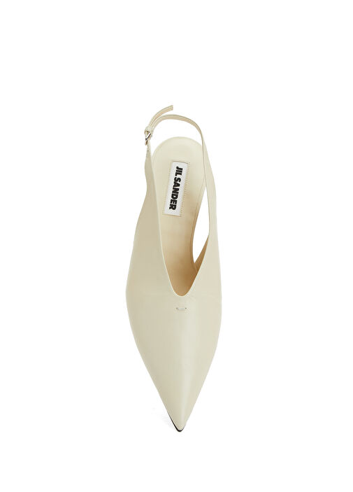 Ekru Deri Topuklu Ayakkabı - Görsel 5