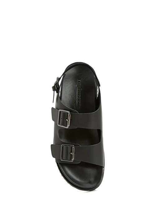 Siyah Erkek Deri Sandalet - Görsel 5