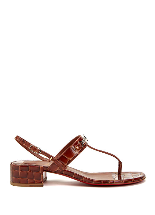 Koyu Kahverengi Kadın Deri Sandalet - Görsel 2
